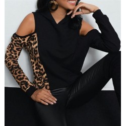 Tek Kol Leopar Omuz Detay Bluz