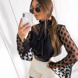 Tül Puanlı Moscrep Bluz Tül Puanlı Moscrep Bluz