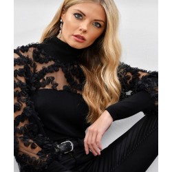 Tül Tasarım Balıkçı Yaka Bluz