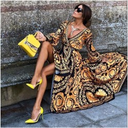 VRSC Yırtmaç Detay Maxi Elbise