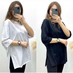 Yırtmaçlı Basic Tshirt